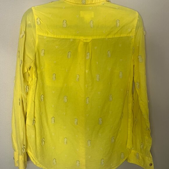 Mauve by Anthropologie Yellow Pineapple Embroidered Buttondown Blouse | Size M - Picture 8 of 13